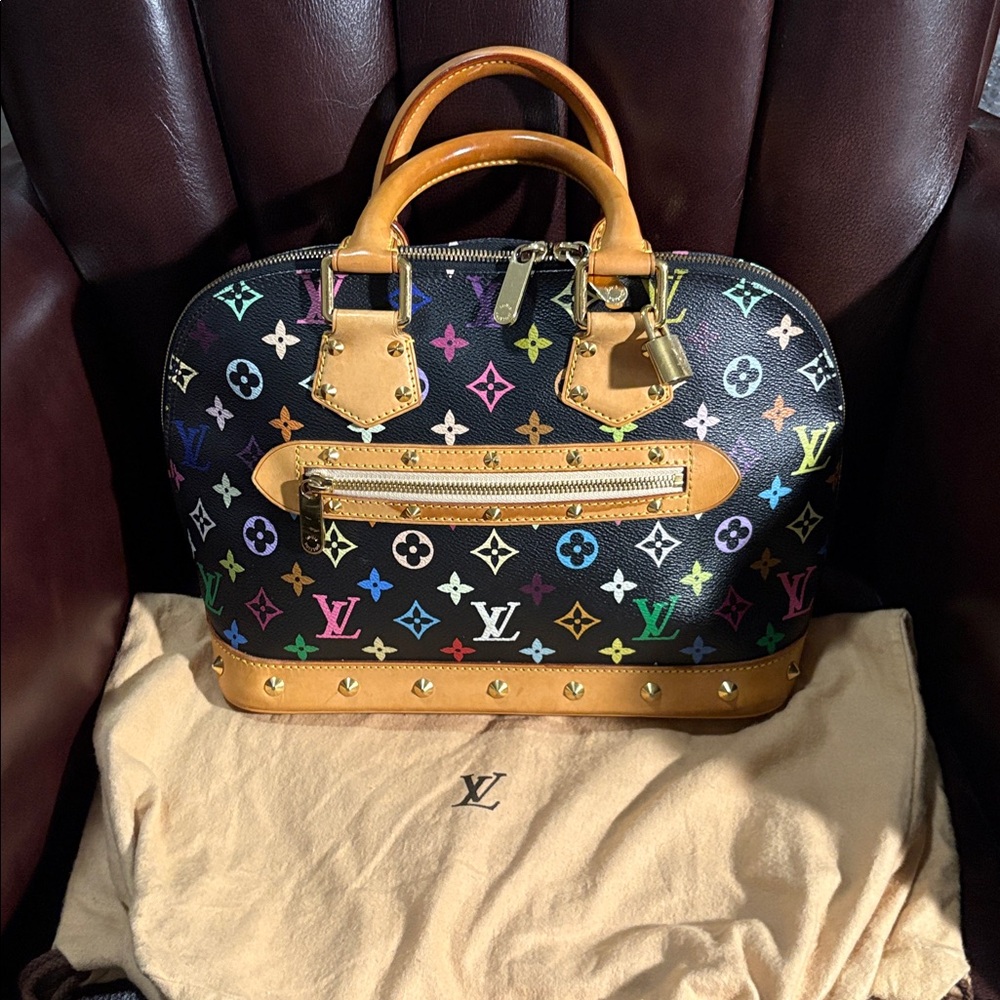 Louis Vuitton x Takashi Murakami Black Monogram Canvas Alma PM EUC 💎PHENOMENAL💎